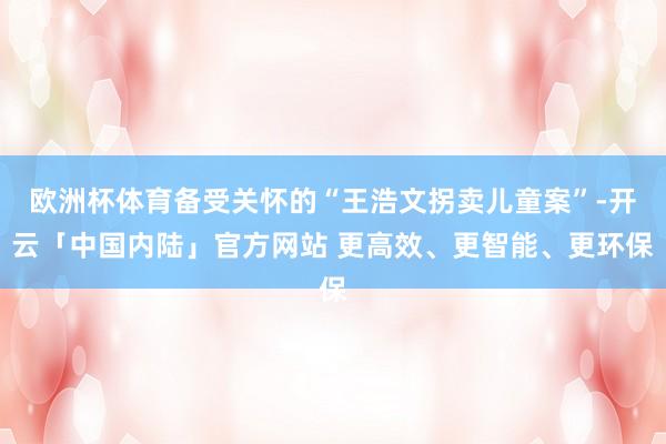 欧洲杯体育备受关怀的“王浩文拐卖儿童案”-开云「中国内陆」官方网站 更高效、更智能、更环保