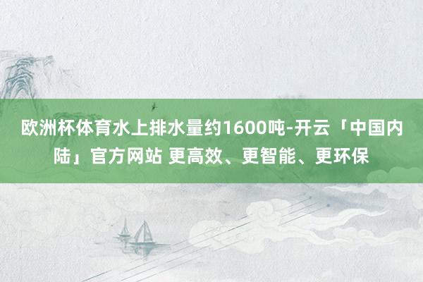 欧洲杯体育水上排水量约1600吨-开云「中国内陆」官方网站 更高效、更智能、更环保