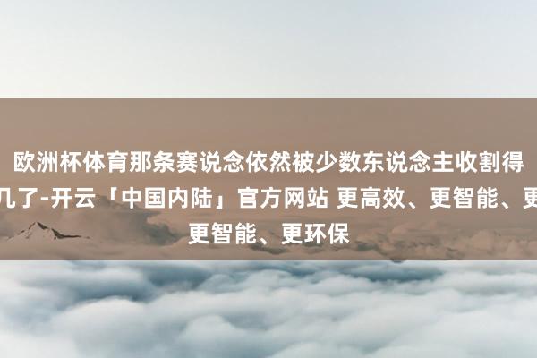 欧洲杯体育那条赛说念依然被少数东说念主收割得差未几了-开云「中国内陆」官方网站 更高效、更智能、更环保