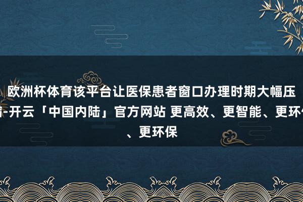 欧洲杯体育该平台让医保患者窗口办理时期大幅压缩-开云「中国内陆」官方网站 更高效、更智能、更环保