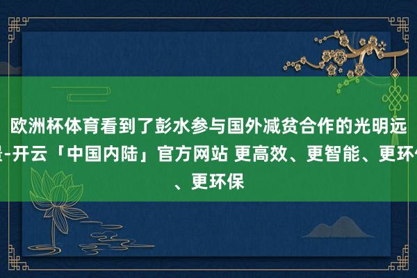 欧洲杯体育看到了彭水参与国外减贫合作的光明远景-开云「中国内陆」官方网站 更高效、更智能、更环保